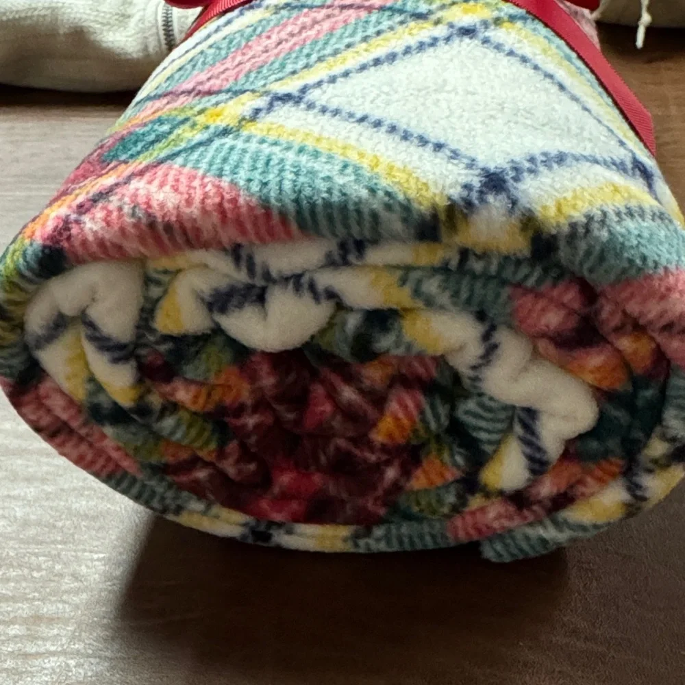 Talbots Plaid Holiday Blanket - Red, Green, Yellow, White